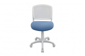 Кресло детское CH-W296NX Ткань/Сетка/Пластик/Металл, Голубой 26-24 (ткань)/Белый TW-15 (сетка)/Белый (пластик), Нет