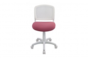 Кресло детское CH-W296NX Ткань/Сетка/Пластик/Металл, Розовый 26-31 (ткань)/Белый TW-15 (сетка)/Белый (пластик), Нет
